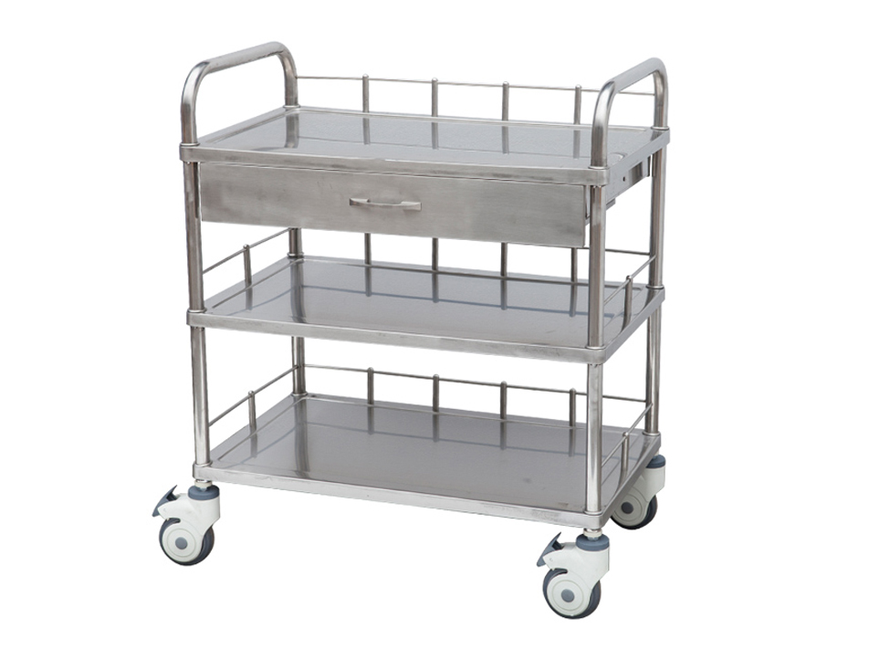 不锈钢三层治疗车
