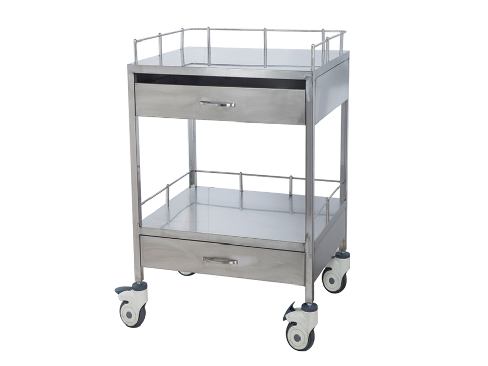 不锈钢两大两小轮担架车